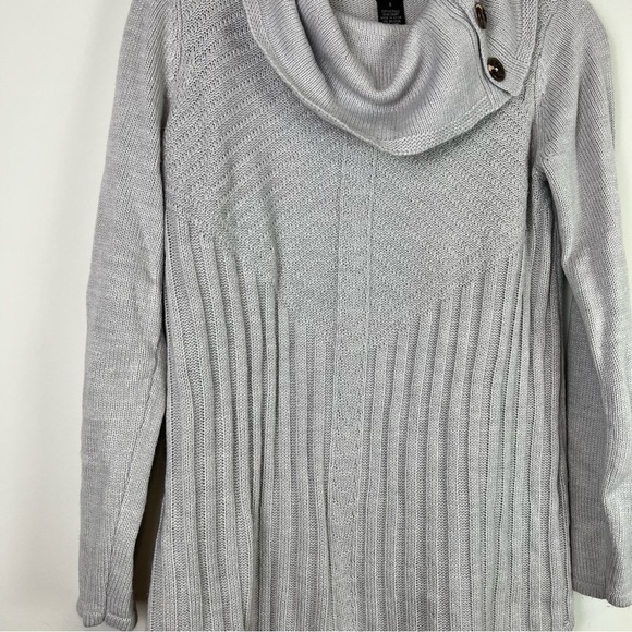 Design History Sweater  Womens Size small Gray Long Sleeve Cowl Neck Ribbed - Picture 2 of 7